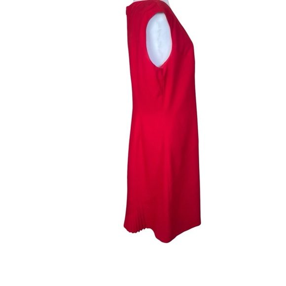 Calvin Klein Red Sleeveless Sheath Dress Pleated Detail Size 14 Career Office - Picture 4 of 14